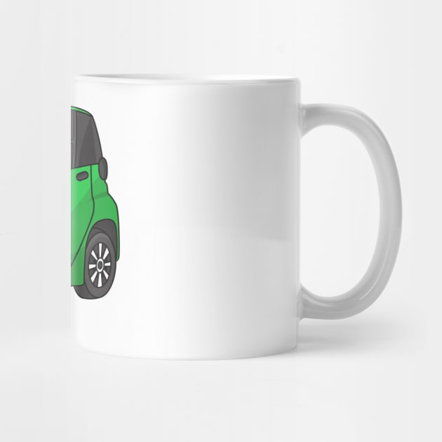 Cute green micro sized car by Cartoons of fun